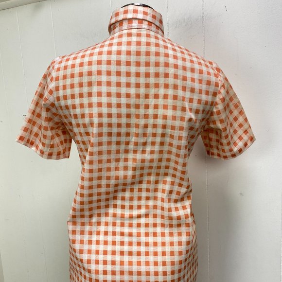 Vintage Sears Peach White Gingham Dress - Picture 9 of 10